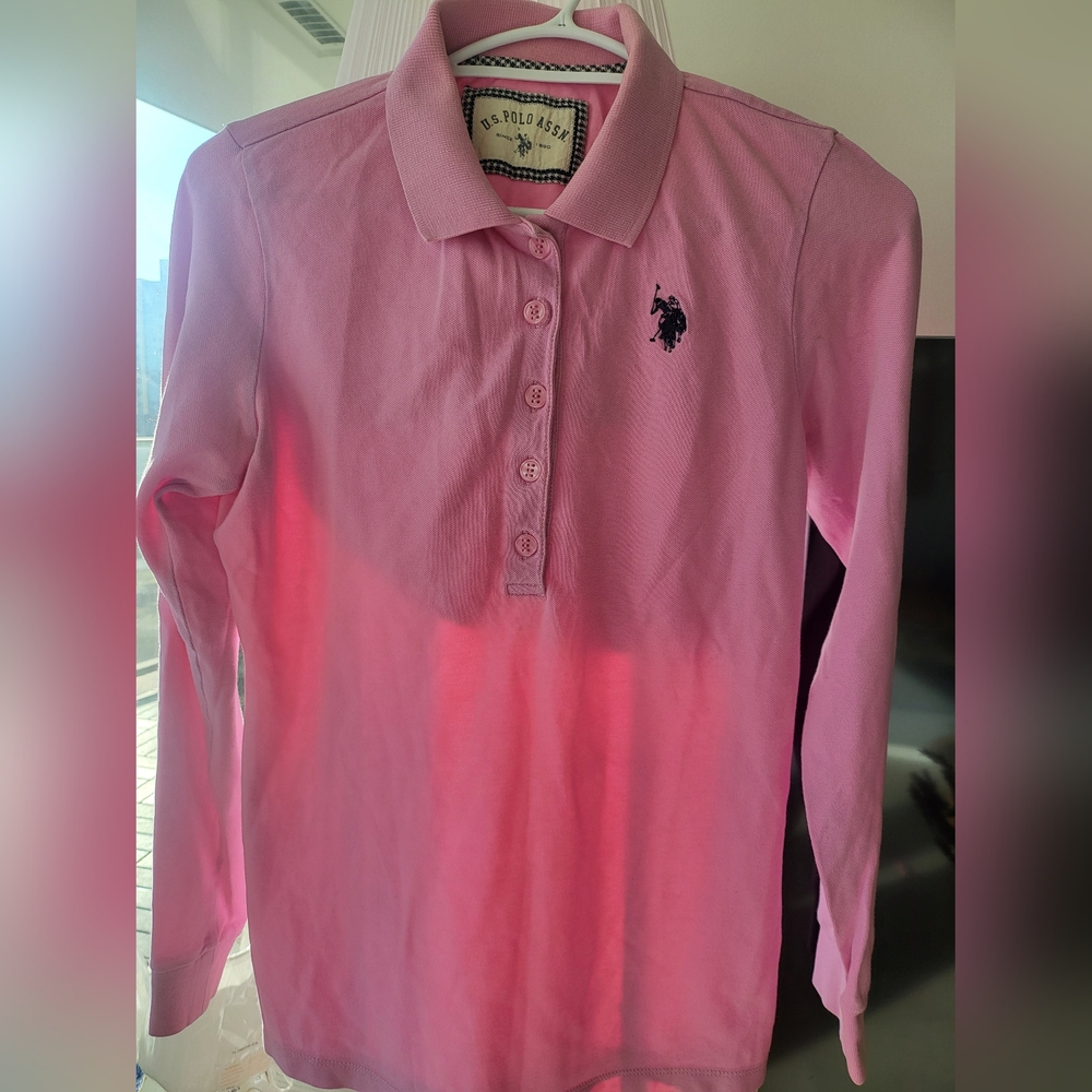 U.S. Polo Assn. Kids Light Pink Long Sleeve Polo